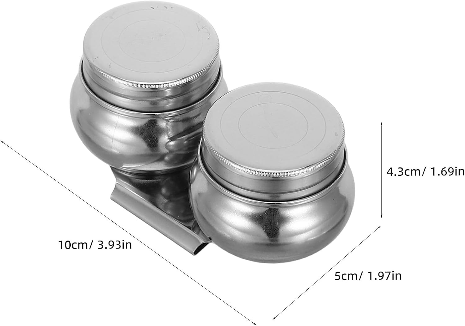 Stainless Steel Double Palette Cups with Clamp, 2pcs Artist Set