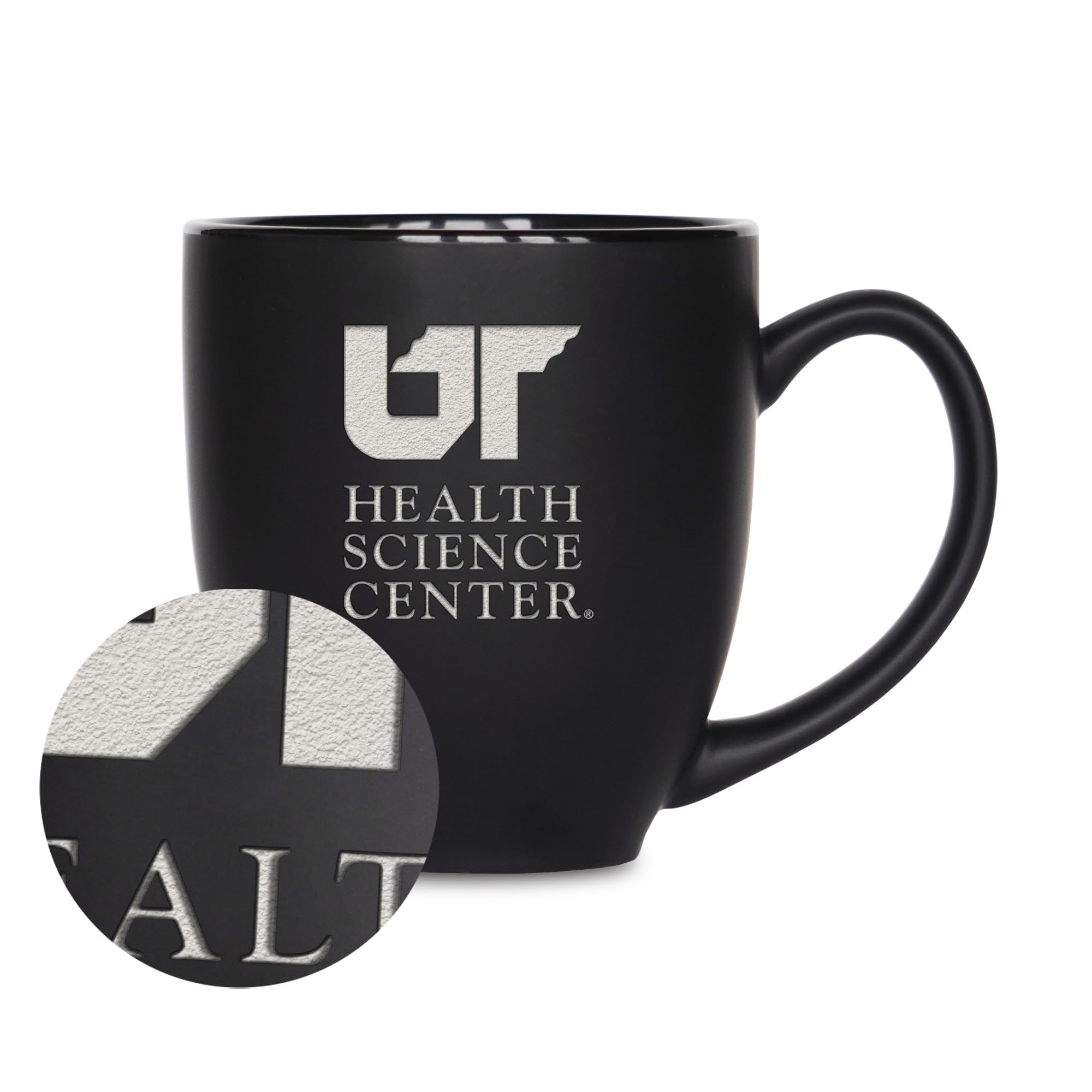 Tasse de bistrot Tennessee Health Science Center en céramique mate gravée