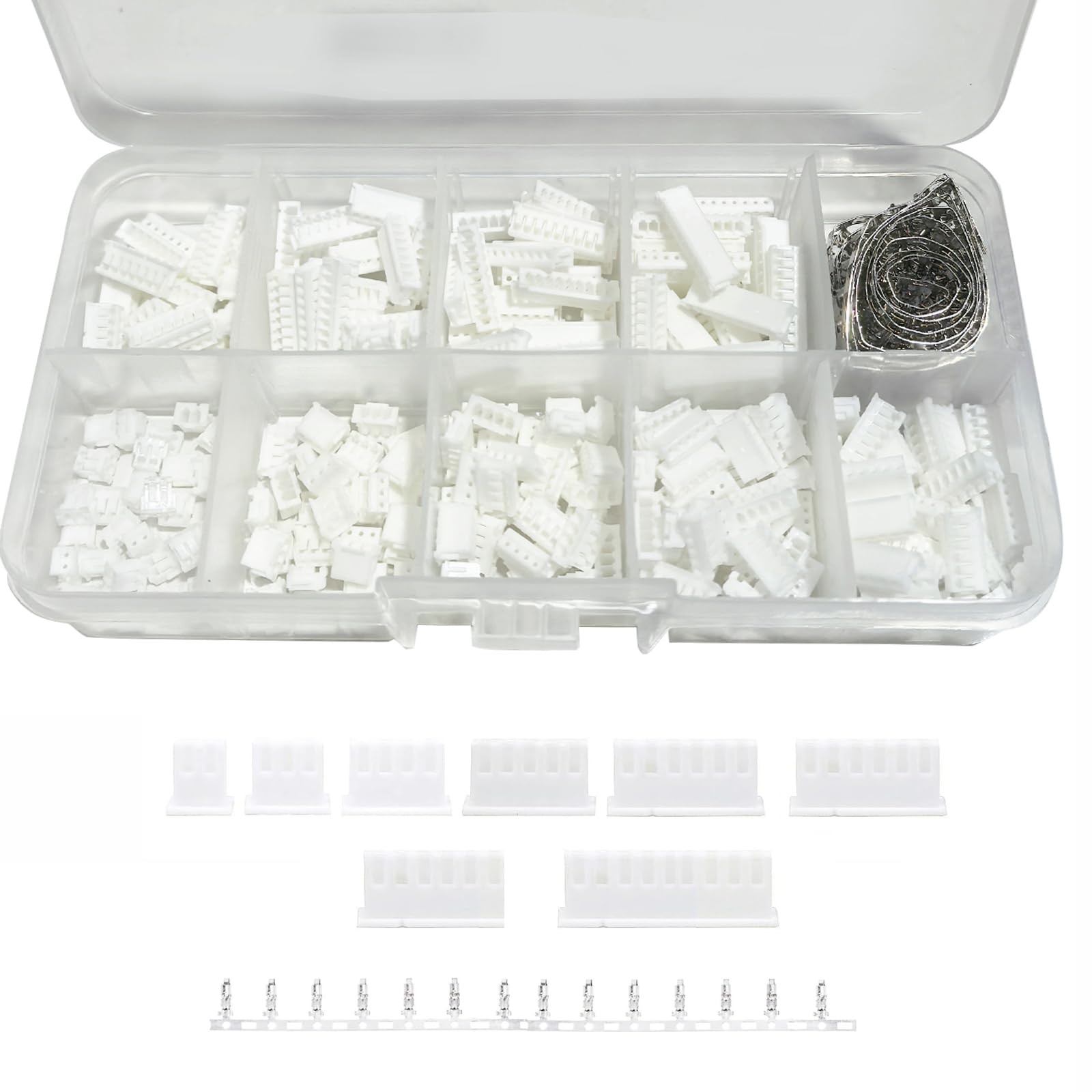 XUGERIP JST ZH 1.5MM Connector Assortment Kit, 2/3/4/5/6/7/8/9/10 Pin Male Housing Connectors with Housing Adapter Plug Terminal