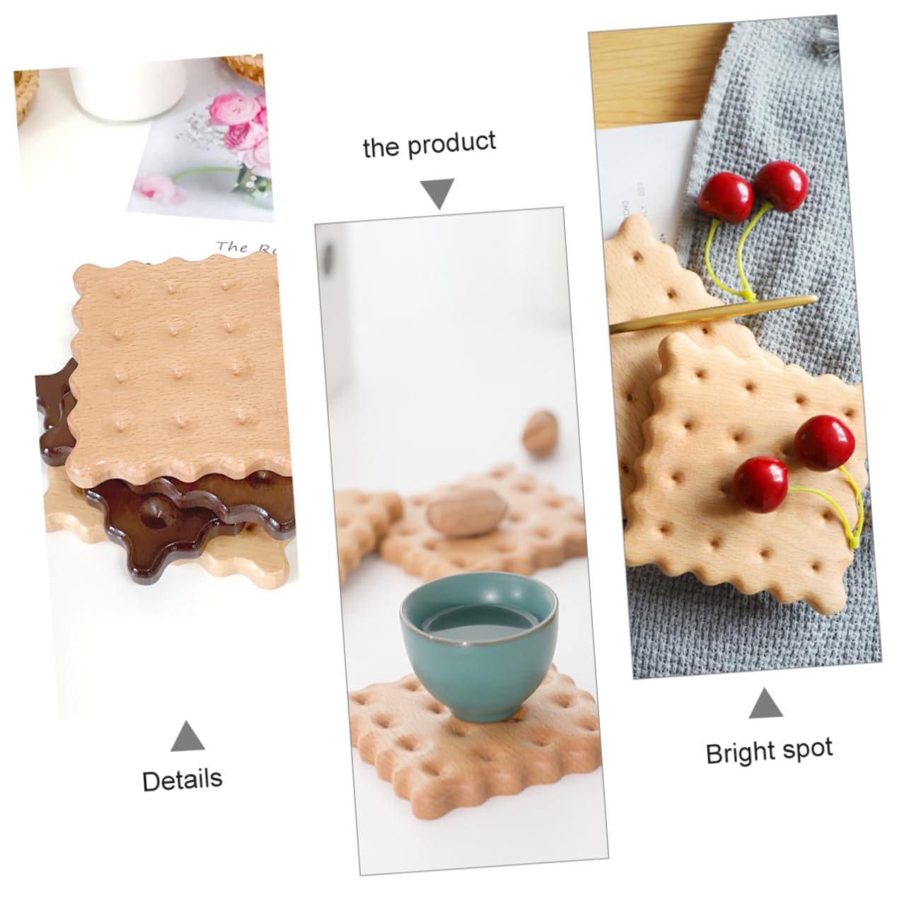 Posavasos de Forma de Galleta de Haya, 2 Piezas para Tazas
