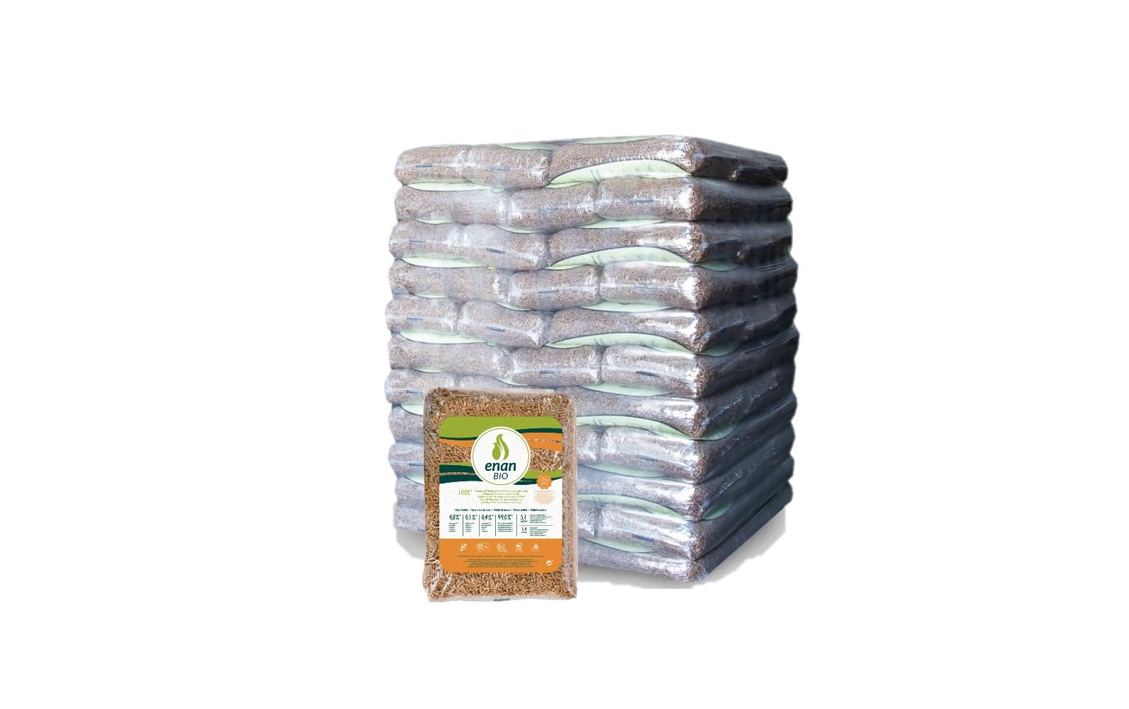 ENAN Bio - Palet de 70 Sacos de Pellets de 15 Kilos EN Plus A1 (1050kg). Entrega a Domicilio
