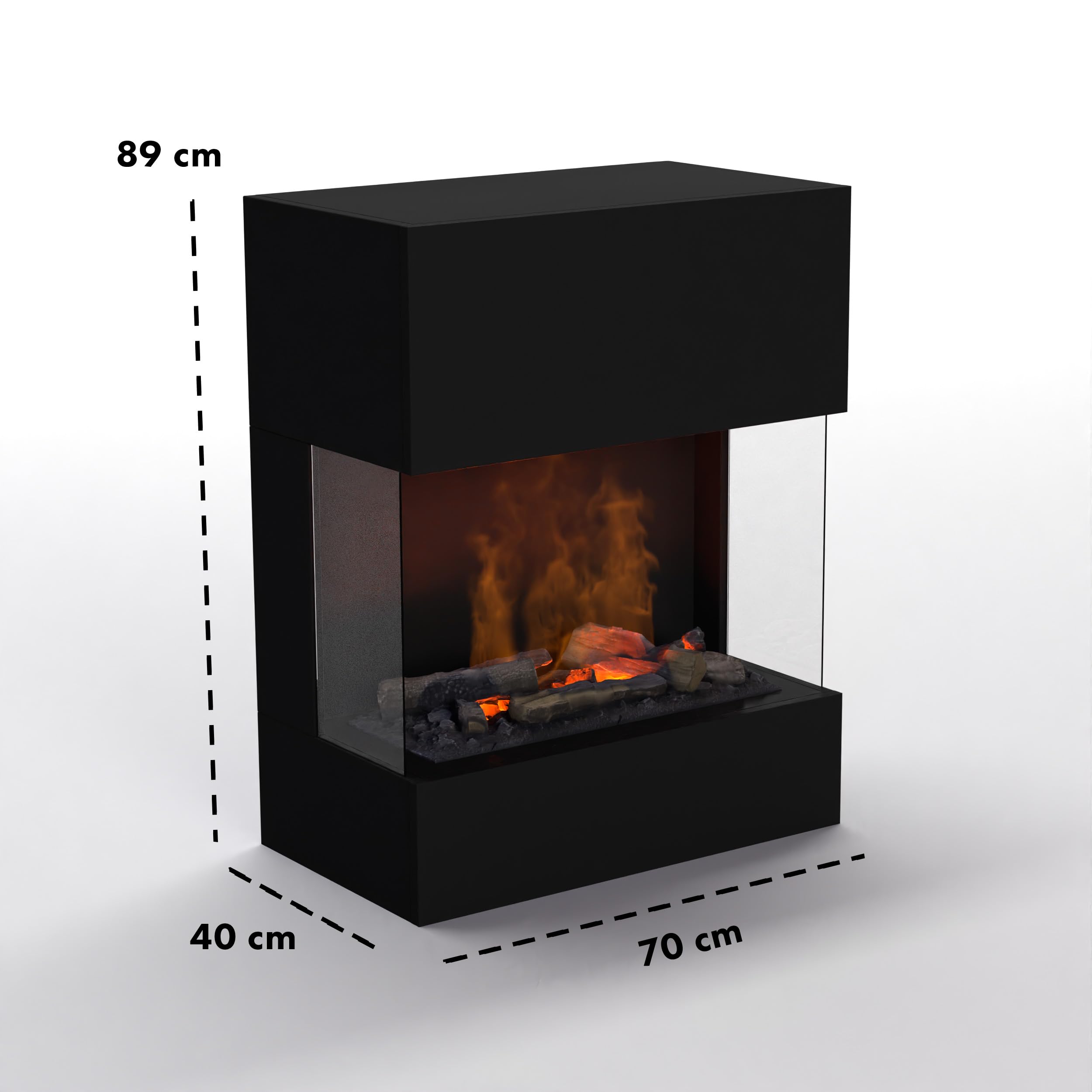 GLOW FIRE Wasserdampf Kamin KÄSTNER (Standkamin) - Elektrokamin mit realistischen LED 3D-Flammen, Knistereffekt & Fernbedienung, 70x89x40 cm - Opti-Myst 600 Elektro Kamin, Schwarz