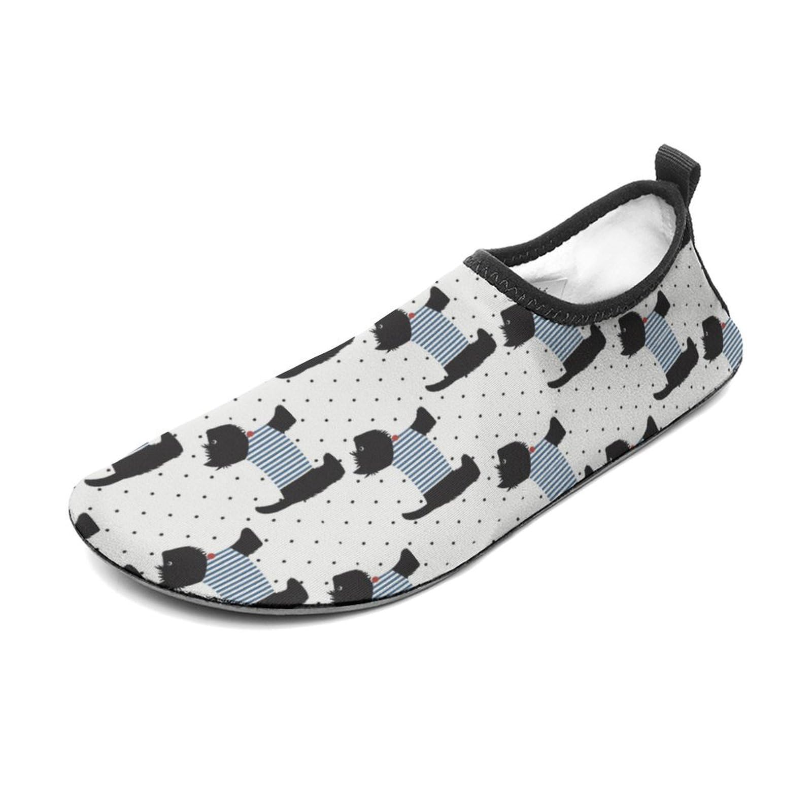 Cute Animal of Scottie Dog Pattern Water Shoes Beach Shoes Aqua Socks for Women Men Swimming Yoga