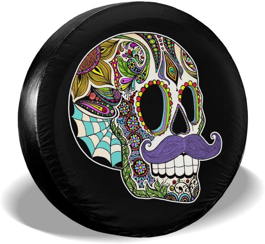 MOTALIN Los Muertos Sugar Skulls Spare Tire Cover Wheel Tire Cover Fit for Jeep Wrangler Camper 17In