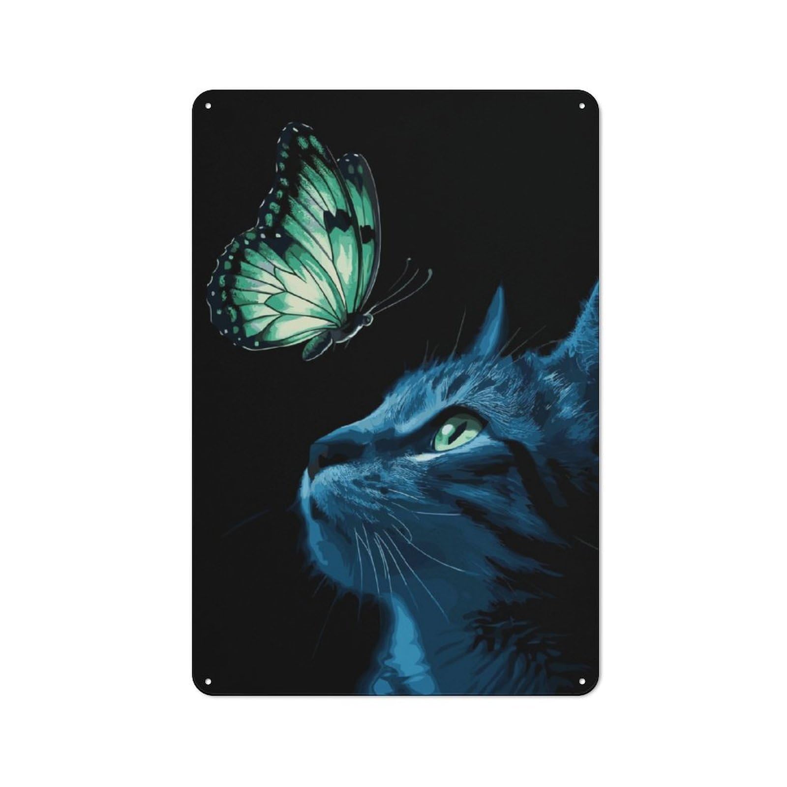 Junmoney Butterfly And Cat Retro Metal Plaque 30X20cm For Lounge Or Reading Corner, Winter Wall Decor For Reading Corner Decorators