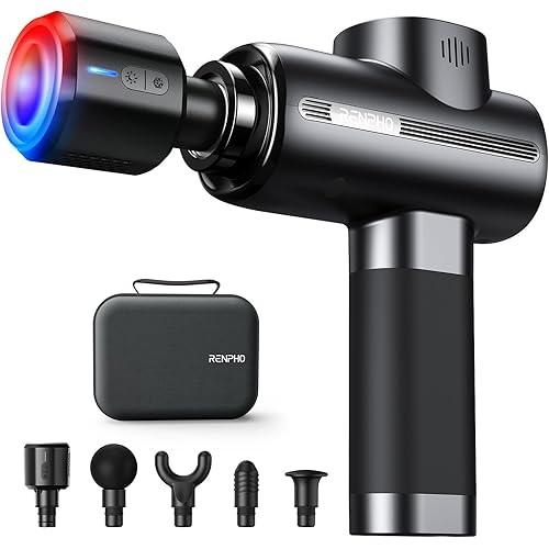 RENPHO Thermacool Massage Gun Deep Tissue with Heat and Cold Head, Handheld Muscle Massager with Carry Case, Percussion Body Muscle Masajeador for Men Women Athletes, Active