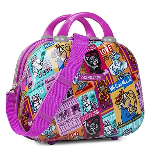 Kukuxumusu - Neceser Rígido Infantil Juvenil de Policarbonato Estampado Grande de Viaje, Maleta de Aseo. Múltiples Compartimentos, Espejo Interior, 130735, Color Fucsia, Fucsia (neceser-130735)