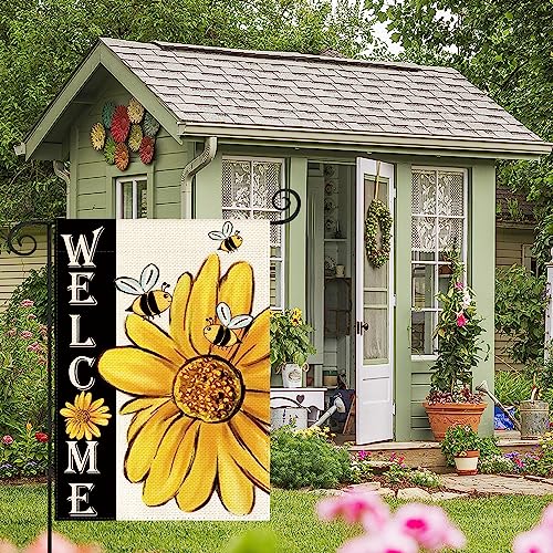 Avoin Colorlife Summer Fall Welcome Watercolor Bee Sunflower Garden Flag Double Sided 12X18 Inch, Holiday Party Yard Outdoor Decoration #TOP1