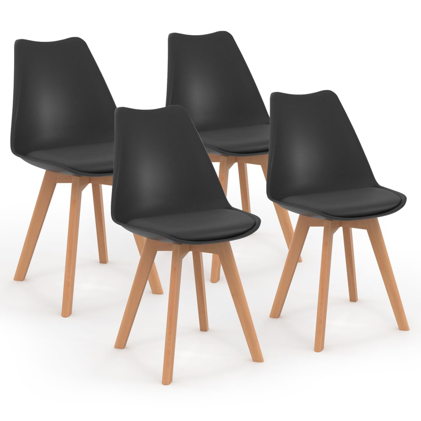 IDMarket - Lot de 4 chaises scandinaves SARA Noires pour Salle à Manger