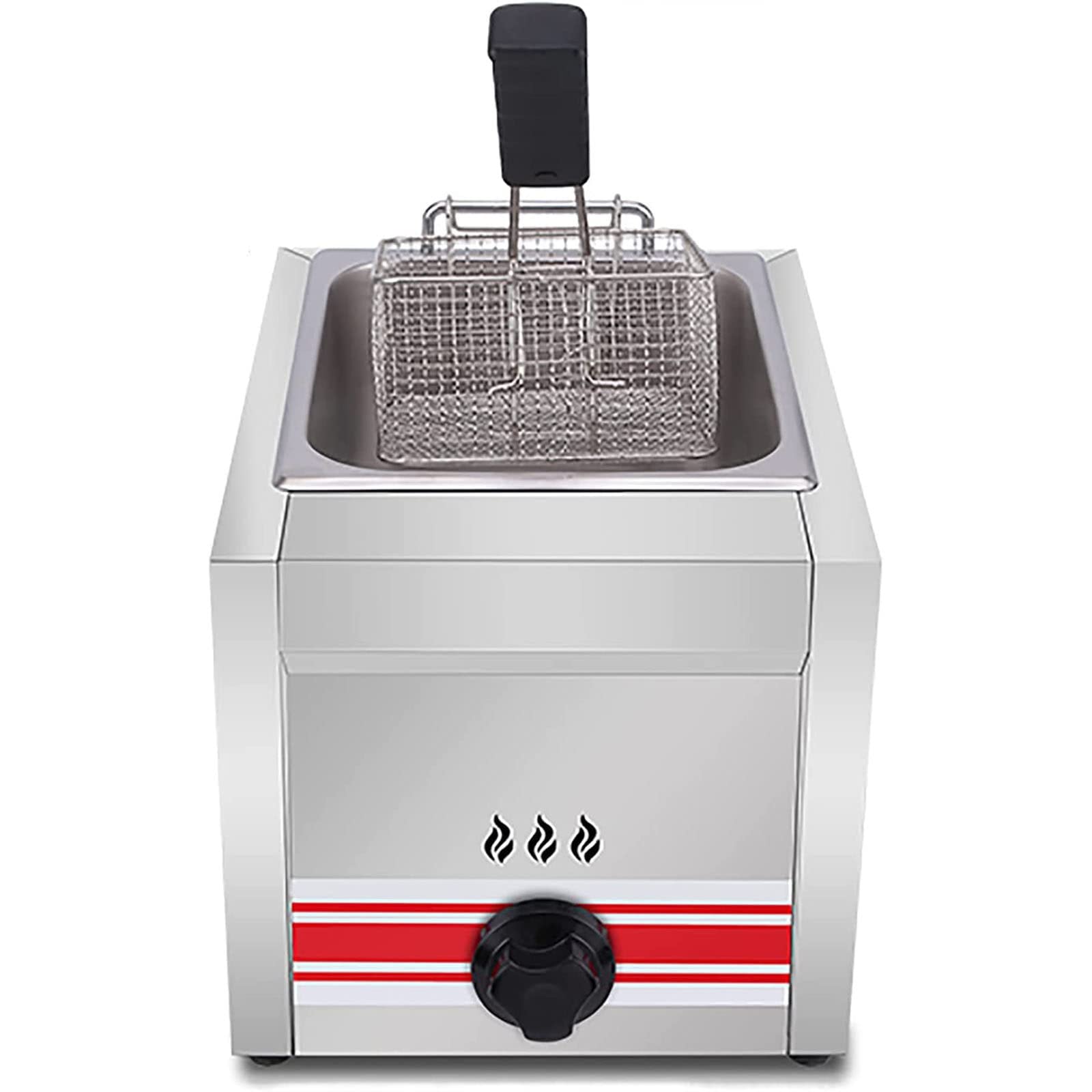 IUokLU 10L/20L/30L Stainless Steel LPG Deep Fryer,Commercial Gas Deep Fryer with Basket,Multifunctional Gas Deep Fryer for Cooking French Fries Onion Rings Fried Chicken (B)