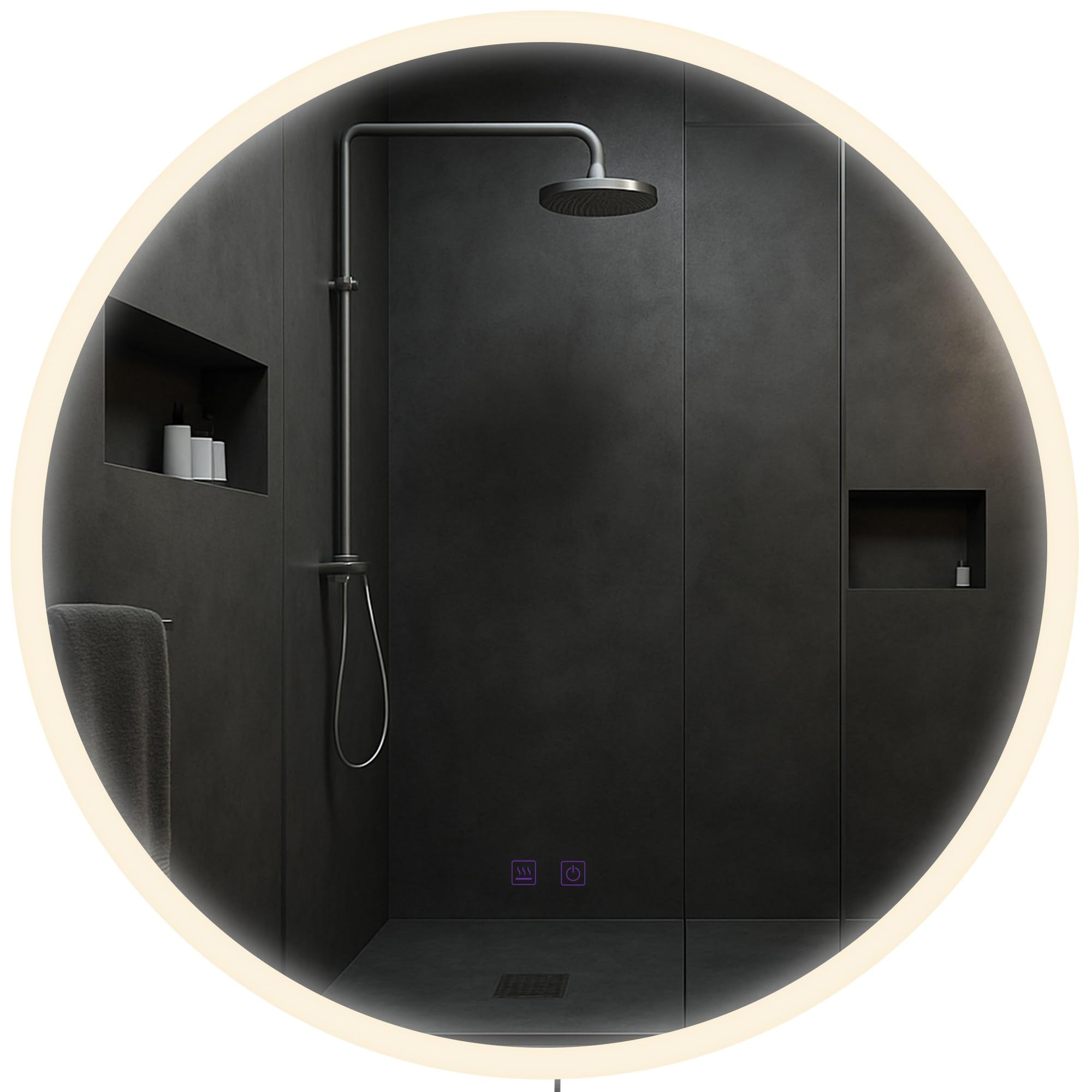 CLP Espejo de baño Laconia con iluminación, Altavoz Bluetooth, Espejo de baño antivaho, Espejo de Pared Redondo LED Regulable, Tamaño:Ø 70