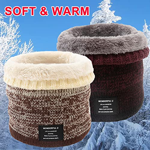 Image of Winter Fleece Neck Warmer Mens Ski Mask Face Warmer Neck Gaiter Neck Scarf Women Thick Windproof 2 Pack