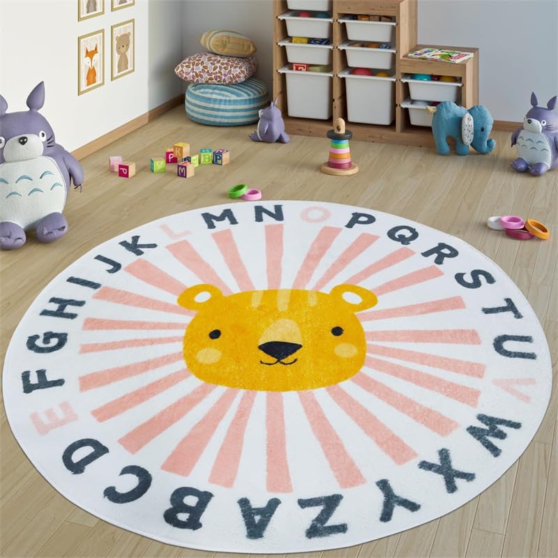 Alfombrilla antideslizante guardería redonda de 90 cm ideal para rincón de juegos y cunas 2