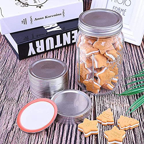 100 Pcs Regular Mouth Canning Lids - 70Mm Mason Jar Canning Lids, Reusable Leak Proof Split Type Aluminum Lids With Silicone Seals Rings (Silver) #TOP4