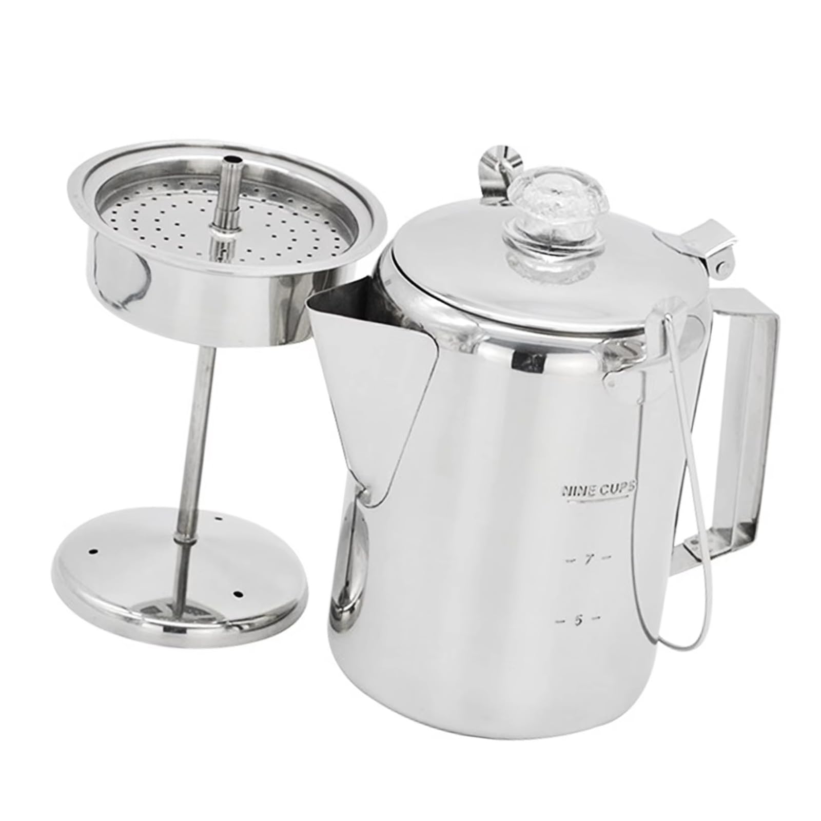 FeiYeup 9 Cup Stainless Steel Percolator Large Capacity Coffee Pots Hinged Lid Coffee Maker for Camping and Home Kitchens Use