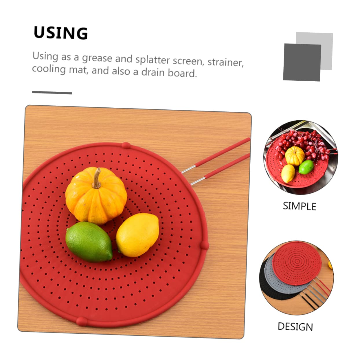 Mikinona 1Pc Oil Splash Guard Cooking Screen Multifunctional Frying Pan Cover Easy to Store Keep Kitchen Clean From Grease and Splatter for Frying and Straining