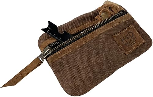 Vista 36 de Hide & Drink, bolsa de bolsillo multiherramienta de lona encerada, bolsa compacta multiusos con cremallera, mini funda de herramientas