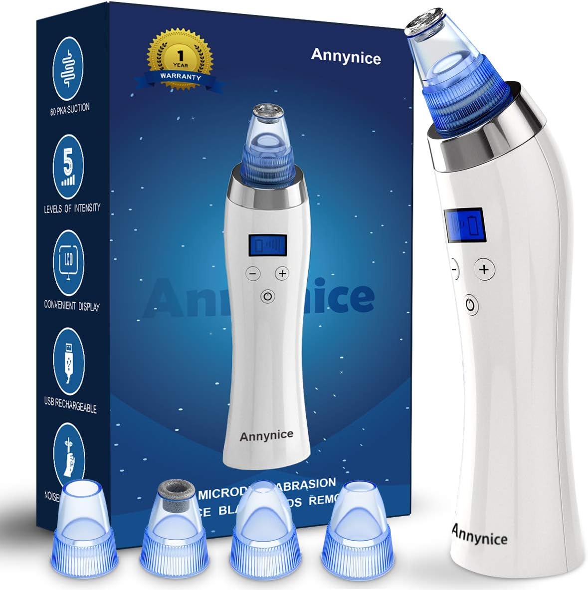 Blackhead Remover Pore Vacuum Comedo Blackhead Vacuum Suction Microdermabrasion Electric Acne Extractor Blackhead Cleaning Tool Exfoliating Machine with LED Display for Facial Skin Treatment