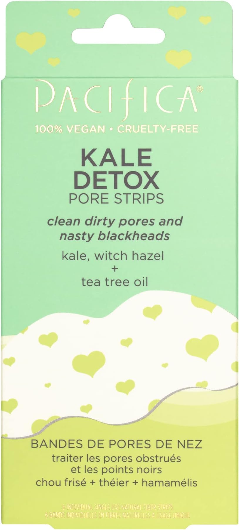 PacificaBeauty, Kale Detox Nose Pore Strip, Blackhead Remover for Face, Pore Cleaner, Pore Cleansing Strips, Witch Hazel, Tea Tree Oil, Deep Cleaning, Clogged Pores, Skincare, Vegan & Cruelty Free