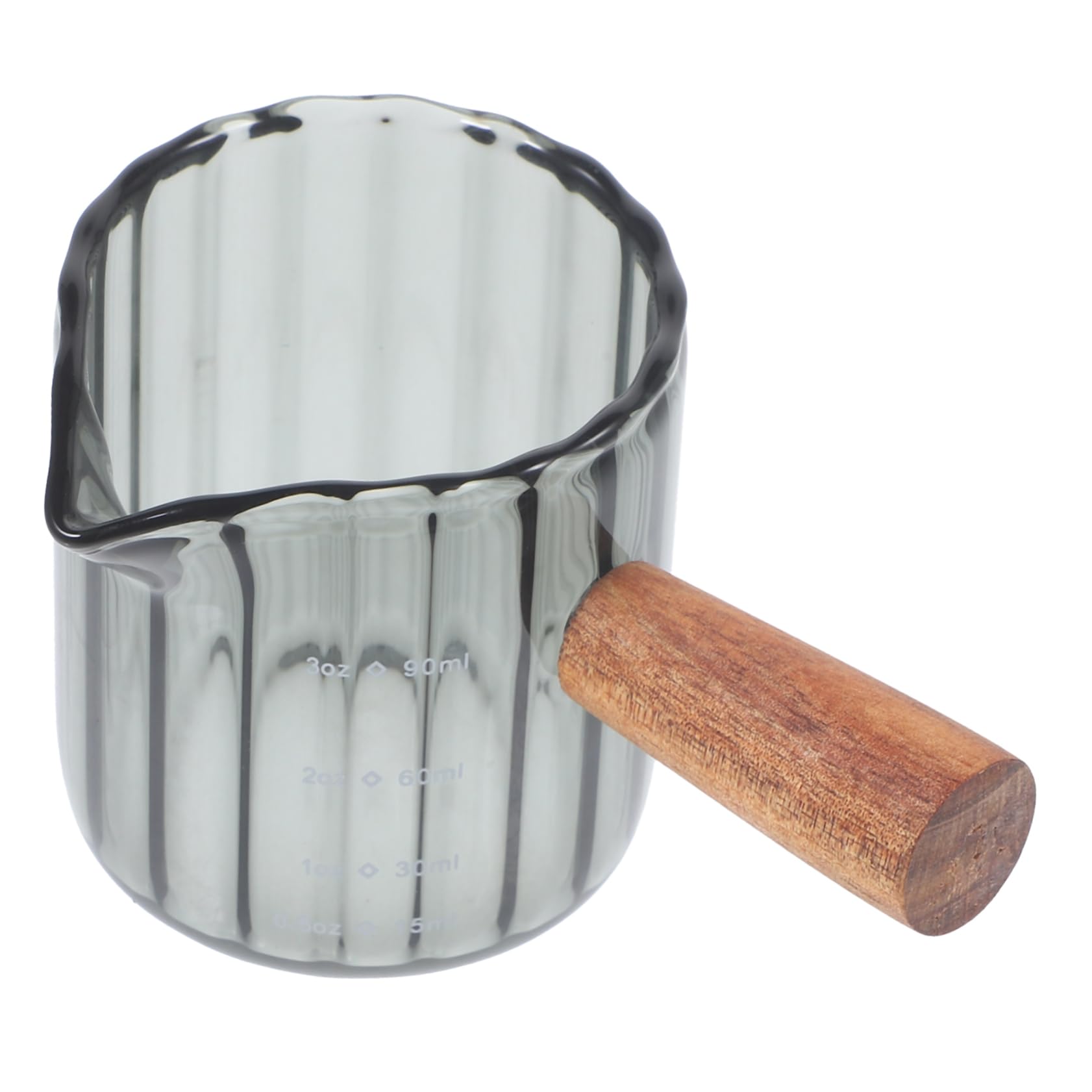 ABOOFAN 4 Piezas taza de leche pequeña taza de café taza de cafe vasos de vidrio desnatadora taza de espresso de vidrio taza medidora de expreso italiano mango de madera jarra