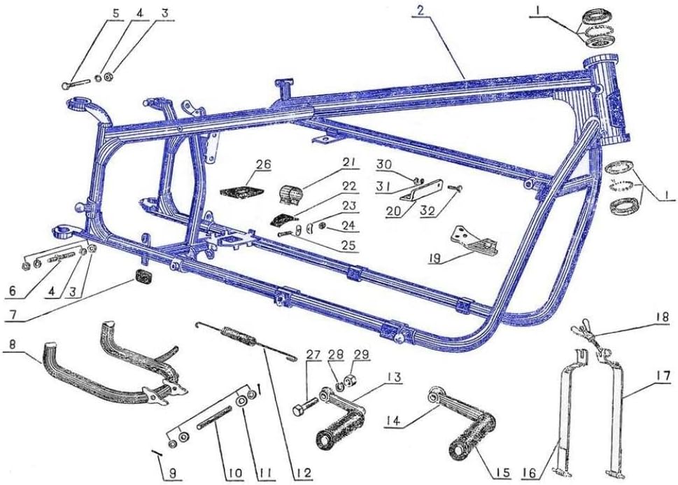 CJK750 Iron Frame Assembly 750CC Motorcycle Frame Parts Oldtimer Side Car Frame Body Ur Al M72 R71