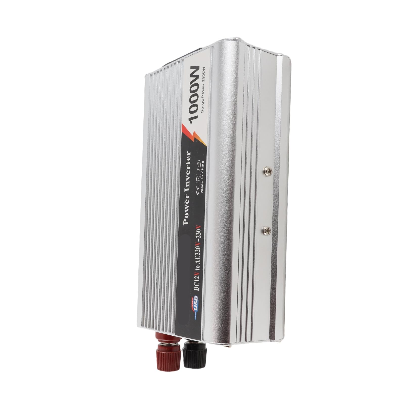 Jiawu Przetwornica Zasilania Pojazdu o Mocy 1000 W, Przetwornica Samochodowa DC 12 V na AC 220–230 V z Portem USB, Cichy Wentylator Chłodzący, Obudowa ze Stopu Aluminium, Liczne Zabezpieczenia
