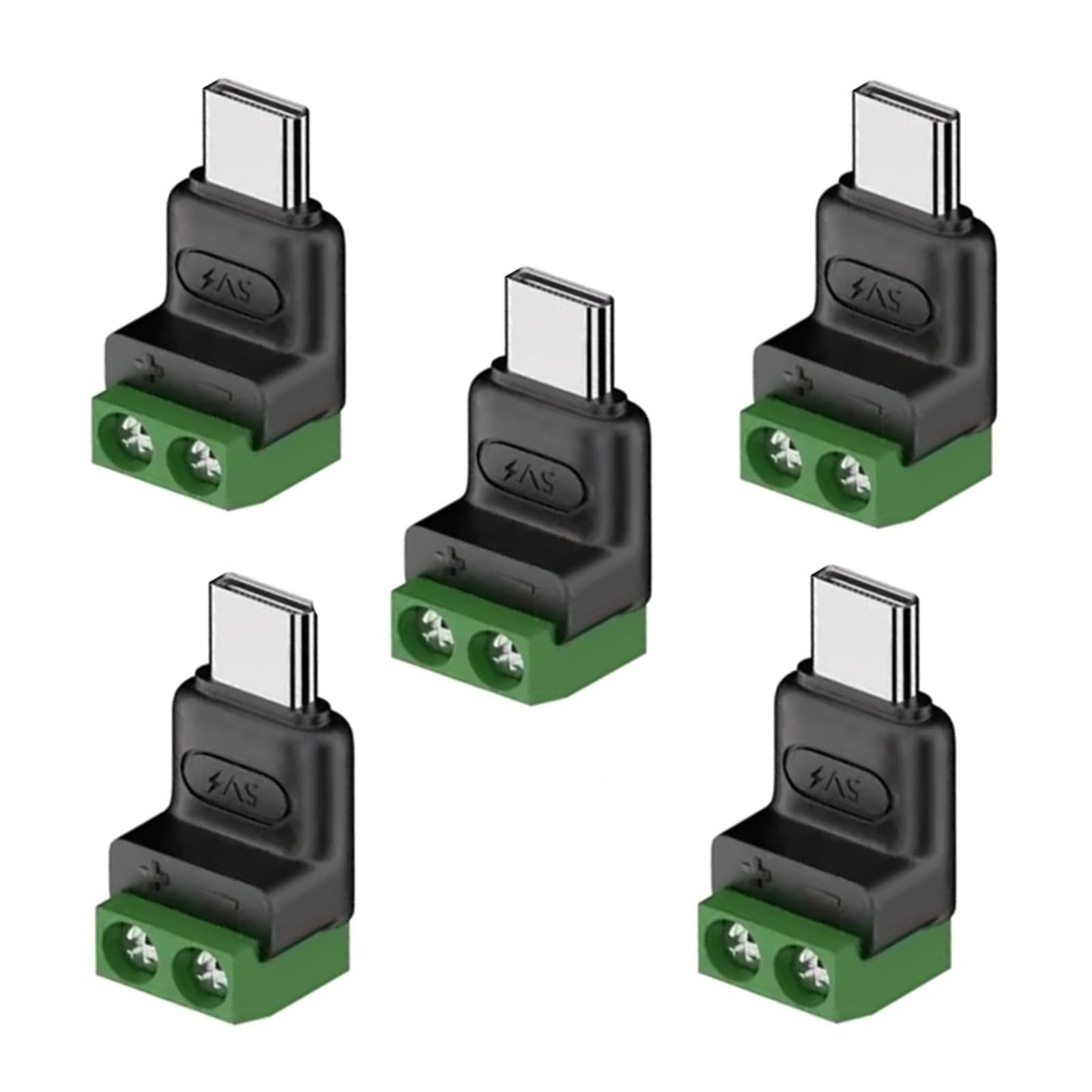 5 szt. USB C na 2 Pin Screw Terminal 5 V Solderless Adapter do DIY (typ C-A)