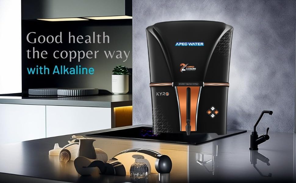 Image of Apec Water Copper+Alkaline RO Water Purifier with 10 Stage Purification Filtration, UV, UF, TDS Adjuster and 12 Liter Large Storage Tank, Suitable for all type of water supply