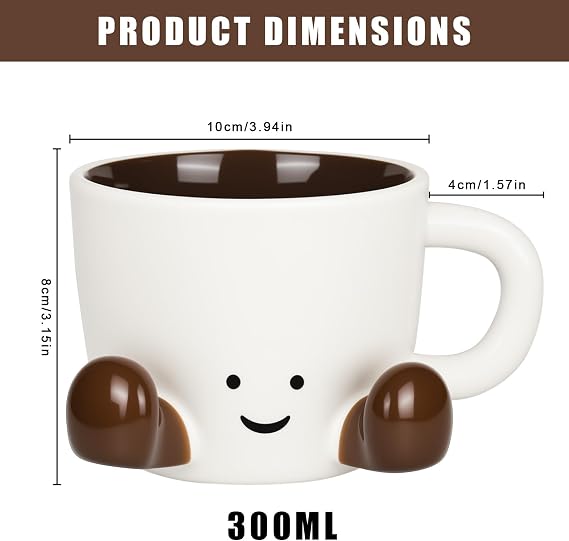 Cute Coffee Mug, Novelty Tea Cup with Feet Ceramic Aesthetic Water Mug for Milk Cocoa Beverages Aesthetic Decorative Object for Office Home Great Gift for Women and Men