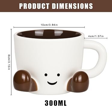 Cute Coffee Mug, Novelty Tea Cup with Feet Ceramic Aesthetic Water Mug for Milk Cocoa Beverages Aesthetic Decorative Object for Office Home Great Gift for Women and Men