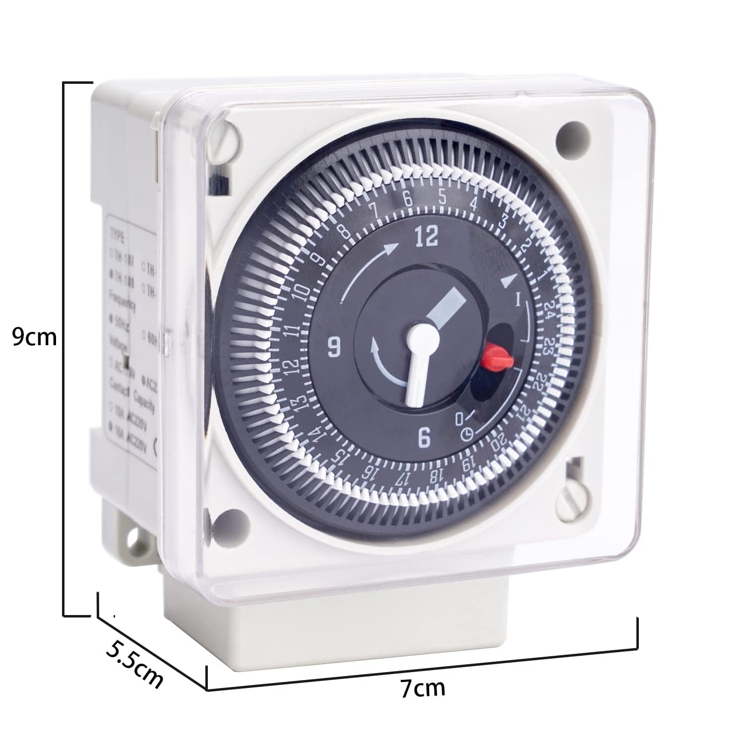 Minuteur mécanique, 220-240 V 16 A, 24 Heures, analogique Quotidien, Interrupteur Universel – Interrupteur horaire à Canal Unique, minuterie segmentée à Immersion