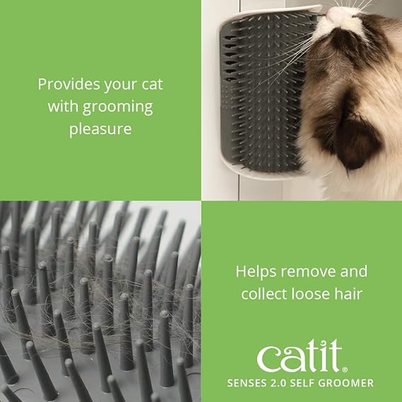 Catit 2.0 Personal Care Set, massage corner for cats, gray, 1 piece (single pack)