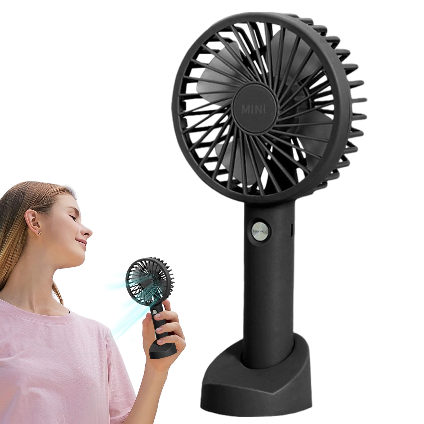 Generico Tragbarer Ventilator – tragbarer Ventilator – persönlicher tragbarer Fan | Kühlung mit 3 Geschwindigkeitsstufen mit Ladestation für Zuhause, Camping, Reisen, Büro, Schlafzimmer, Outdoor, Ven