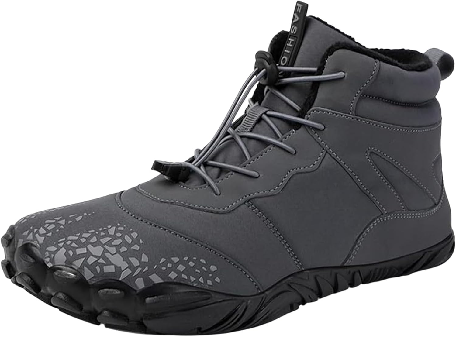 Barefoot Boots for Women Men Warm Fur Lined Winter Snow Boots Non-Slip Waterproof Hiking Footwear Wide Toe Zero Drop Sole Ankle Sneakers Slip On Outdoor Walking Sneakers
