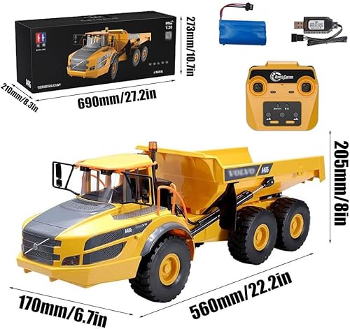 Miniatura 7 de 1/20 Large 23IN Electric Remote Control Dump Truck A40G, 2.4G Simulated Acoustic-Optical RC Engineering Vehicle Model Transport Vehicle, 6-Wheel