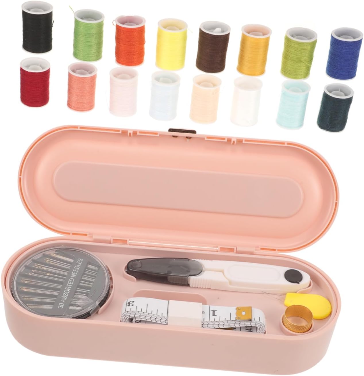 STOBOK 1 Set Needlework Tools Travel Sewing kit Threader Household Tool Double Layer Thread kit for Sewing Travel Needle Threader Portable Manual Sewing Tools Sewing Thread, 21.00X8.00X4.50CM