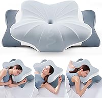 Vista 18 de DONAMA - Almohada cervical para cuello y hombro, almohada de espuma viscoelástica con contorno, almohada ergonómica para el cuello con funda