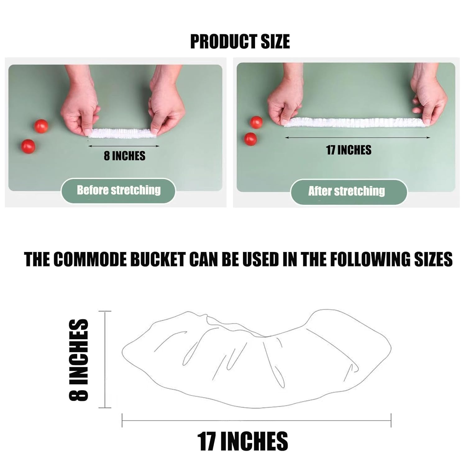 Potty Chair Liners with Elastic, Portable Potty Training Bags, Potty Refill Liners Disposable for Toddlers Kids and Baby,Toilet Seat Cover,17x8Inches,Clear 400pieces