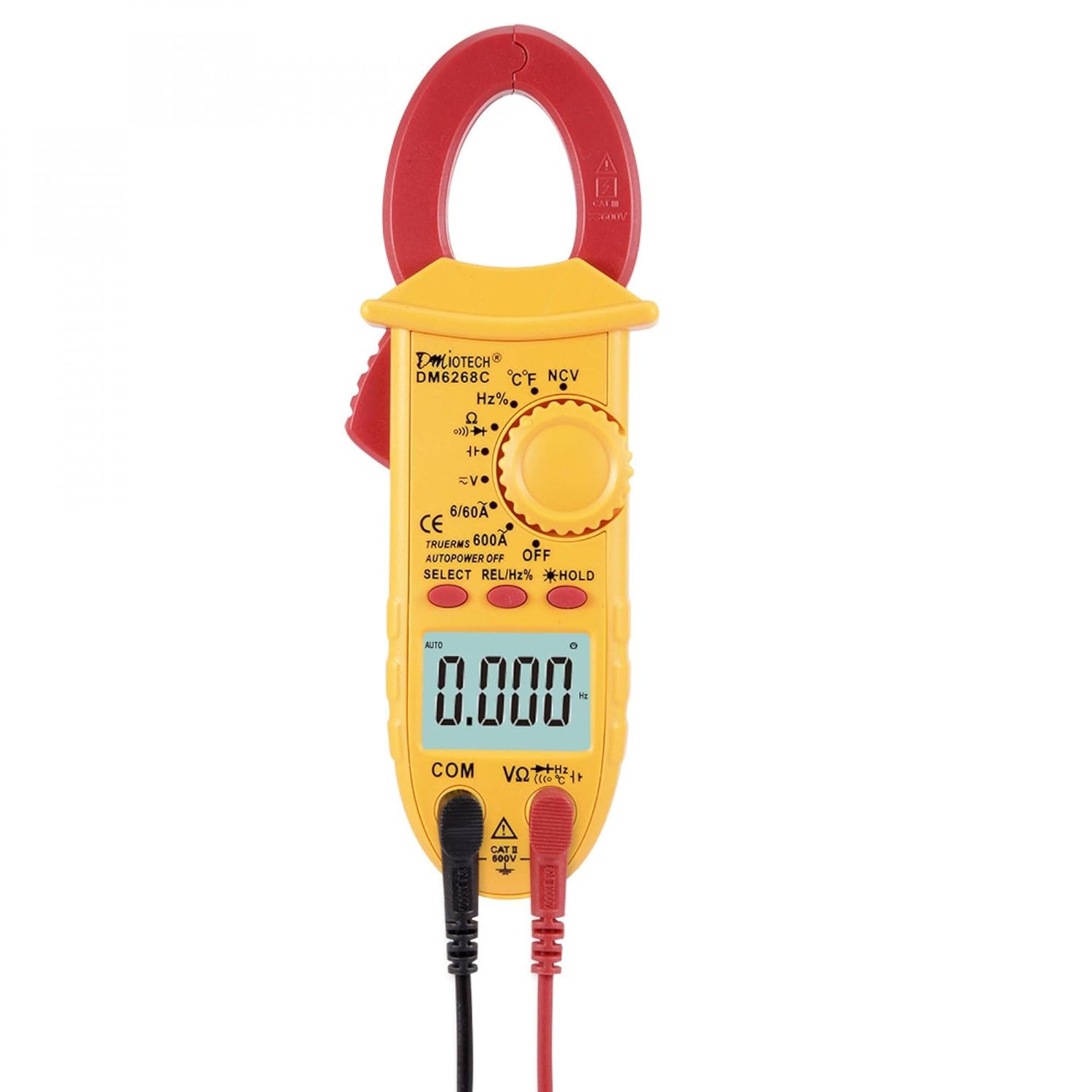 DMiotech Handheld Digital Multimeter Ammeter ACV AC DCV Volt Current Ohm Resistance Capacitance Frequency Temperature Continuity Diode Circuit Clamp Meter