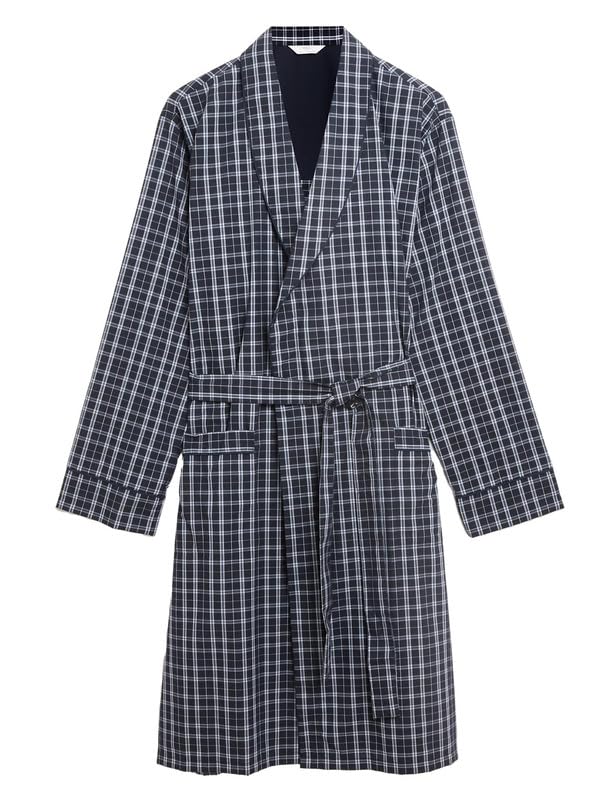 Marks & Spencer Cotton Blend Checked Dressing Gown