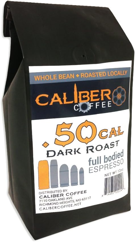 .50 Cal Smooth Roasted Coffee Beans Strong on Flavor High in Caliber Caffeine Rich 12 Ounce - Whole Bean