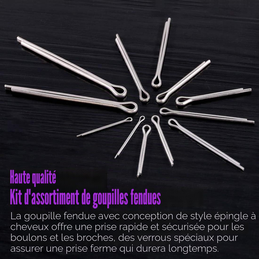 Assortiment de 340 goupilles en acier inoxydable 304 pour réparation de petits moteurs