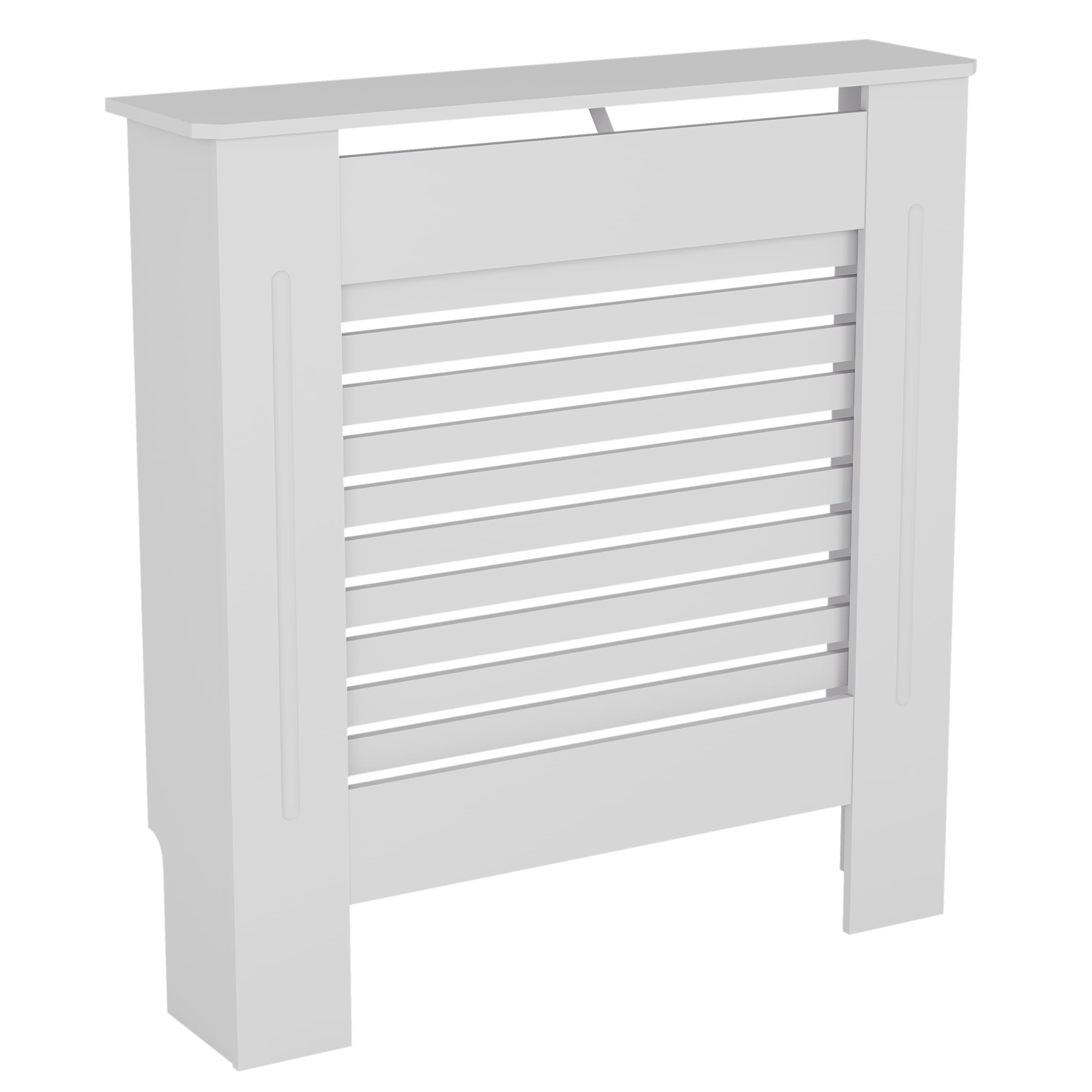 Vida Designs Milton Cubierta de radiador Blanco - Pequeño - Lamas horizontales Modernas para Mejor circulación del Calor - H82xW78xD19cm - MDF Pintado para salón y Pasillo