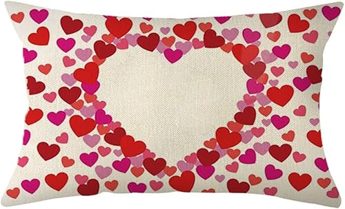Ogiselestyle Funda de almohada lumbar de corazón de amor de San Valentín, 12 x 20 pulgadas, decoración de aniversario, boda, para sofá