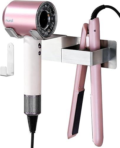 Miniatura 11 de Organizador de herramientas para el cabello, soporte de pared para rizador de acero inoxidable, soporte de pared, soporte para secador de pelo y