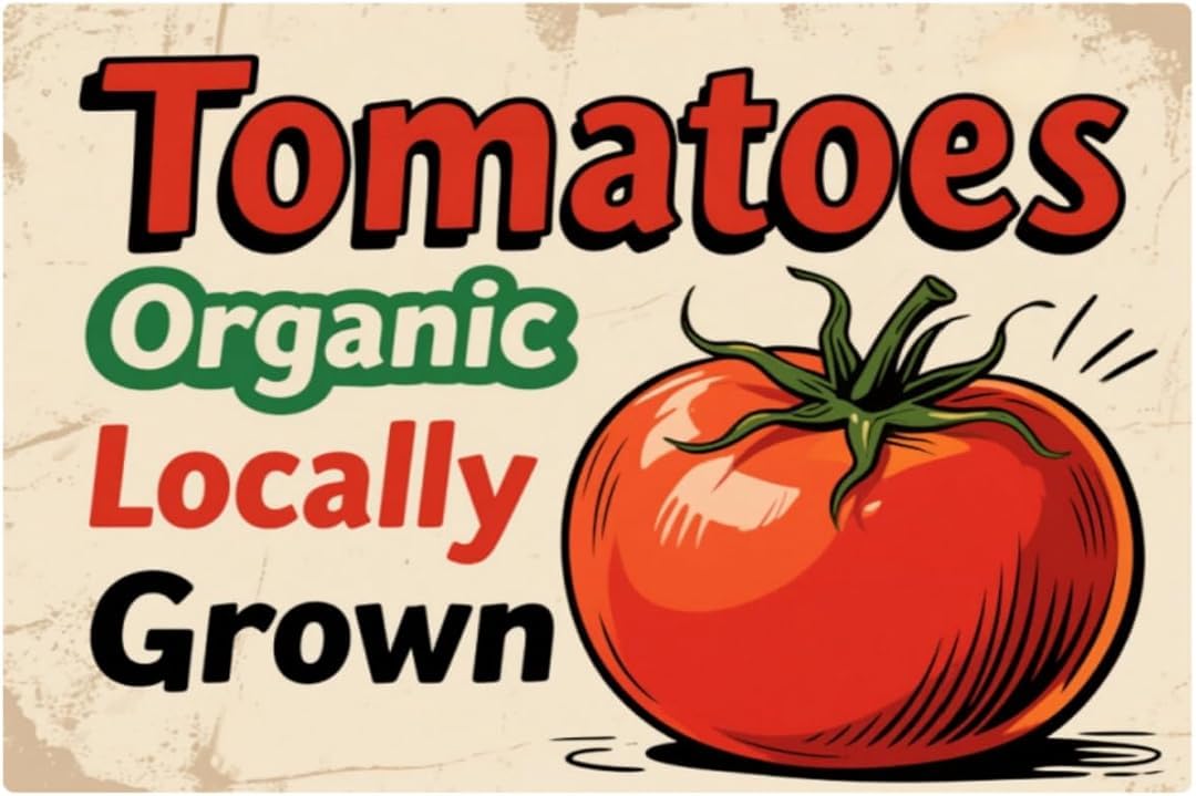 Tomatoes Locally Grown Retro Funny Novelty Art Backyard Funny Wall Décor Poster Cafe Plaque Tin Sign 8x12 Inch