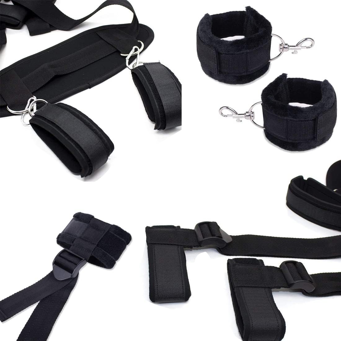 FEEGAR Kit Relax per Il Corpo in Materiale Regolabile Nero per Uomo e Donna ḄḌṢṂ Çọllâr Häñdcüffš Kit confortable Blocchi Yoga Šêsso Ạḍụlṭ Śëẍ ṭóyš Gạṃẹ Tọy for Cọüplèṣ Bẹḍrọọm