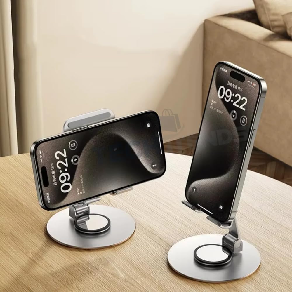 Suporte de Celular Mesa Premium Alumínio Dobrável Ajustável 360 Ergonômico Estável Antiderrapante Universal Smartphone Tablet
