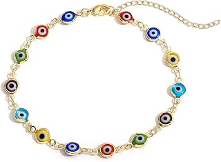 SLOONG 14K Gold Plated Evil Eye Beaded Anklet Bracelets for Women
