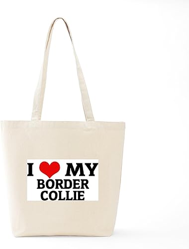 Vista 114 de CafePress Border Collie - Bolsa de lona natural, bolsa de compras reutilizable
